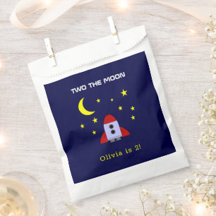 Two The Moon 2nd Birthday Rocket Ship Space Theme Favour Bags