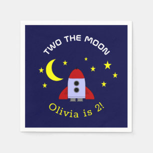Two The Moon 2nd Birthday Rocket Ship Space Theme Napkin