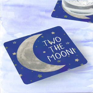 Two The Moon 2nd birthday  Square Paper Coaster