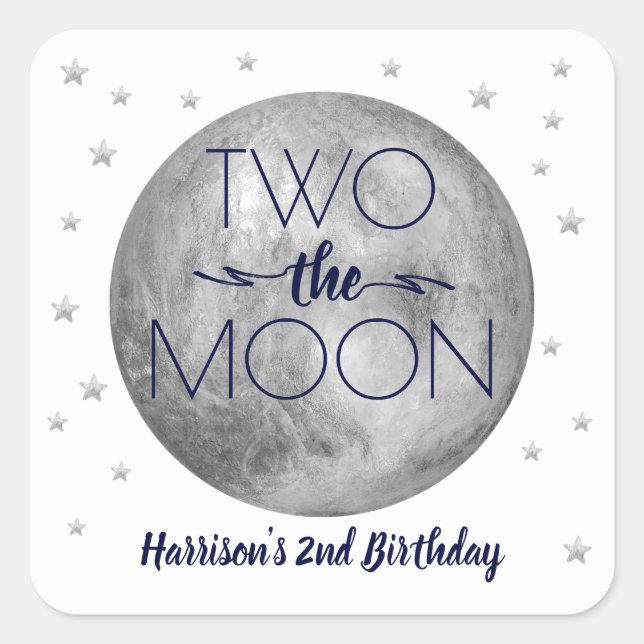 Two The Moon 2nd Birthday Square Sticker (Front)