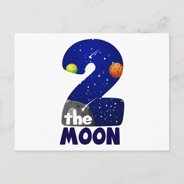 TWO THE MOON 2nd Birthday Toddler Space Birthday Postcard (Front)