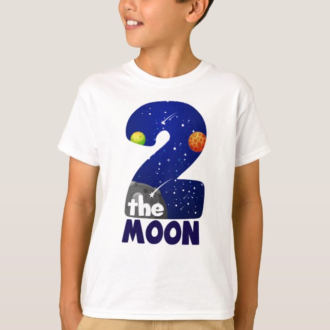 TWO THE MOON 2nd Birthday Toddler Space Birthday T-Shirt (Front)