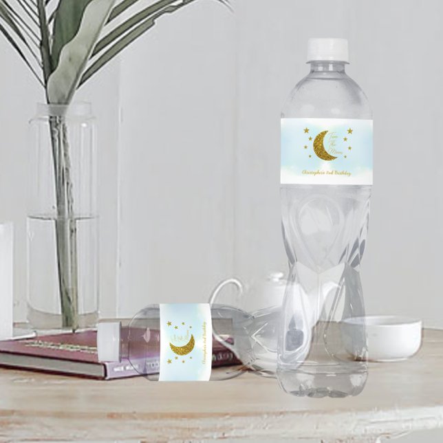 Two The Moon 2nd Birthday Water Bottle Label (Creator Uploaded)