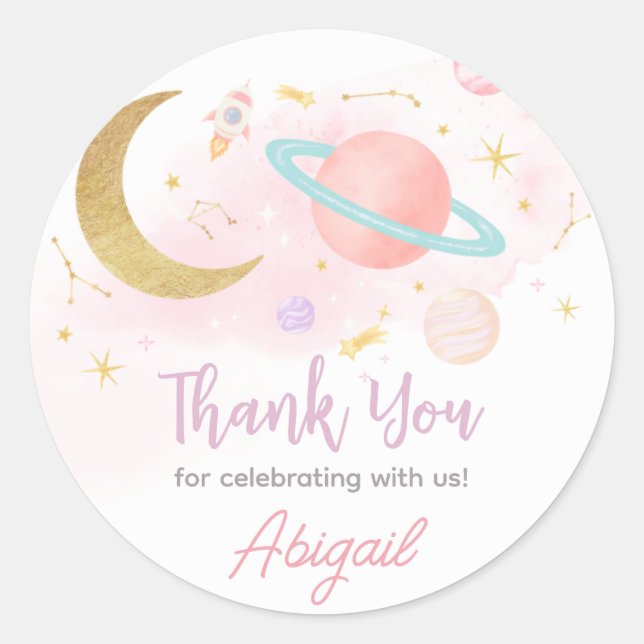 Two the Moon and Stars Birthday Party Classic Round Sticker (Front)