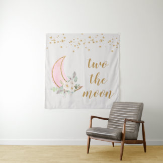 Two The Moon Backdrop Two The Moon Banner Tapestry