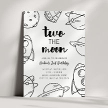 Two the Moon Birthday Invitation