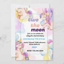 Two the Moon Birthday Invite