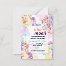 Two the Moon Birthday Invite