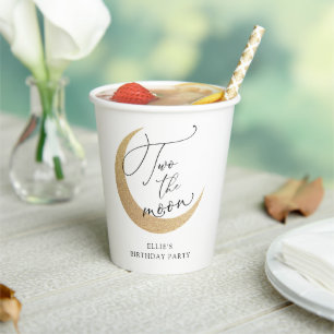 Two the Moon Birthday Paper Cups