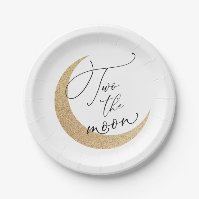 Two the Moon Birthday  Paper Plate (Front)