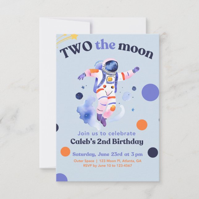 Two the Moon Birthday Party Invitation (Front)