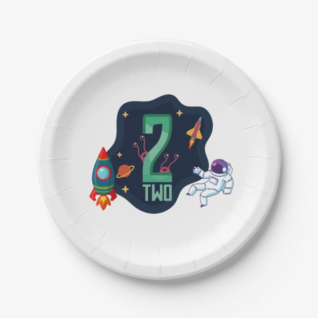 Two the Moon Birthday Party Plates (Front)