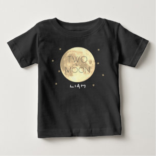 Two the Moon Black 2nd Birthday Boy Baby T-Shirt