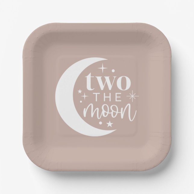 Two The Moon Blush Paper Plate (Front)