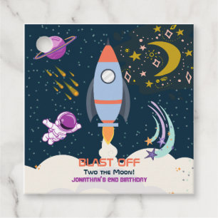 Two The Moon Boy Space Rocket 2nd Birthday Favour Tags