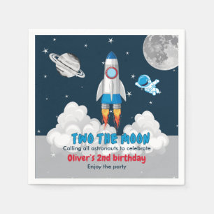 Two The Moon Boy Space Rocket 2nd Birthday Napkin