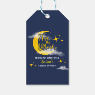 Two The Moon Elegant Gender Neutral 2nd Birthday Gift Tags