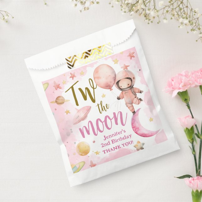 Two The Moon! Girl Astronaut Space 2nd Birthday Favour Bags (Sealed)