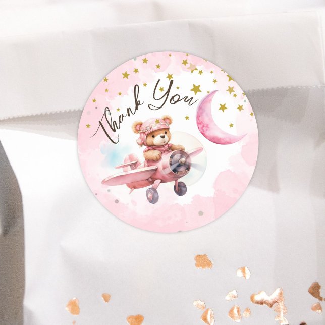 TWO the Moon | Girl Pink 2nd Birthday Classic Round Sticker (Creator Uploaded)