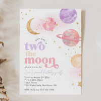Two the Moon Girl's Birthday Invitations