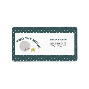 Two the Moon Kawaii 2nd Birthday Space Galaxy Cute Label