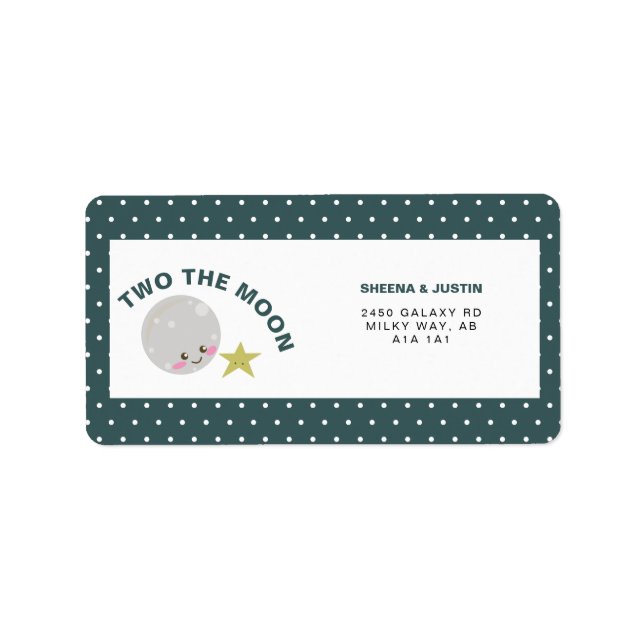 Two the Moon Kawaii 2nd Birthday Space Galaxy Cute Label (Front)