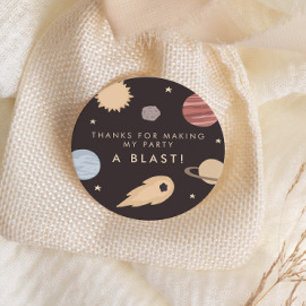 Two the Moon Kids Outer Space Birthday Favour Classic Round Sticker