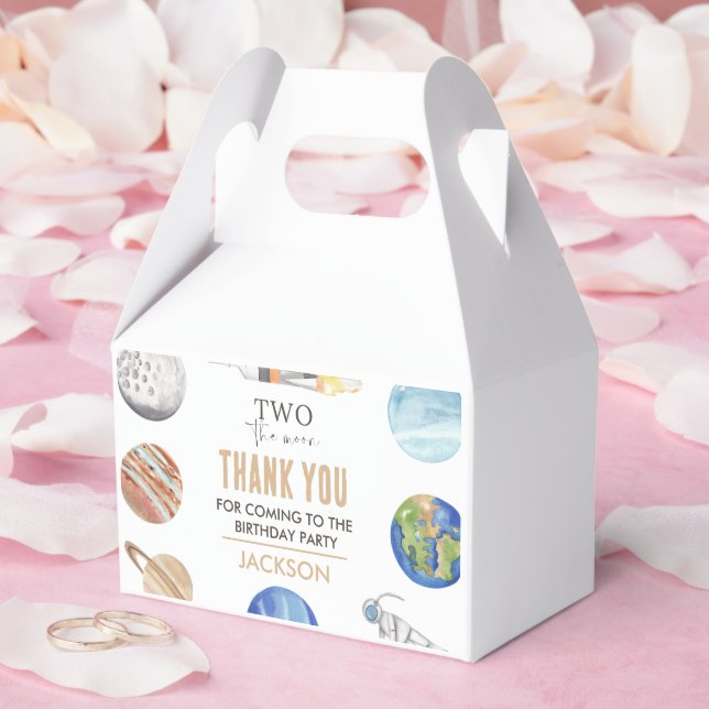 Two The Moon | Modern Space 2nd Birthday Décor Favour Box (Wedding)
