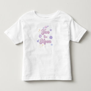 Two The Moon Pink Purple Space 2nd Birthday Toddler T-Shirt