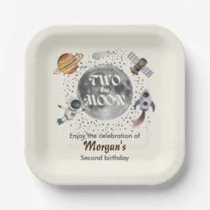 Two The Moon Planets Gender Neutral 2nd Birthday  Paper Plate