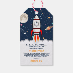 Two the Moon Rocket Ship 2nd Birthday Party Gift Tags