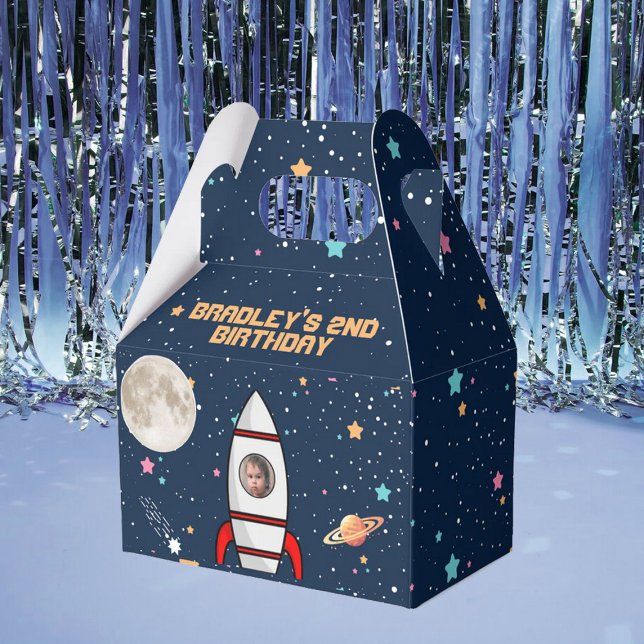 Two the Moon Rocket Ship 2nd Birthday Photo Favour Box (Creator Uploaded)