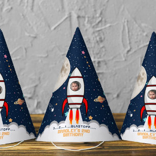 Two the Moon Rocket Ship 2nd Birthday Photo Party Hat