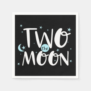 TWO THE MOON Rocket Ship Space 2nd Birthday Party Napkin