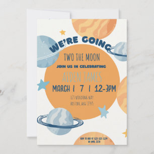 Two The Moon Second Birthday Invitation 