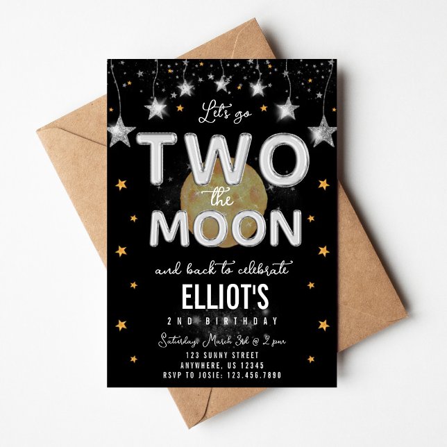 Two the Moon Second Birthday Invitation (Creator Uploaded)