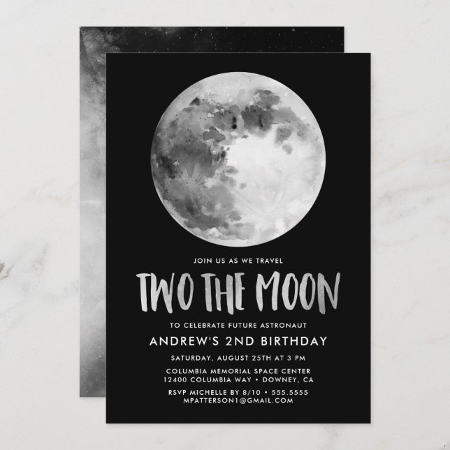 Two The Moon | Second Birthday Party Invitation (Front/Back)