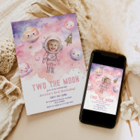 Two the Moon Space girl Astronaut photo birthday
