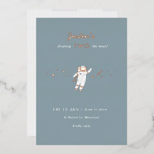 Two The Moon Space Party Foil 2nd Birthday Invite