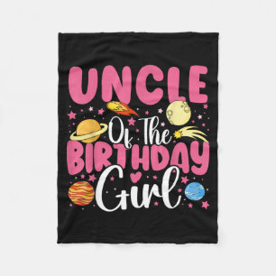 Two The Moon Uncle of The Birthday Girl Astronaut Fleece Blanket
