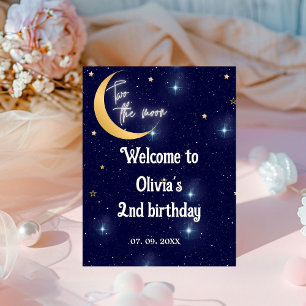 Two the moon welcome  sign 2nd girl birthday party