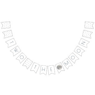 Two the Moon White Silver Boy 2nd Birthday Bunting