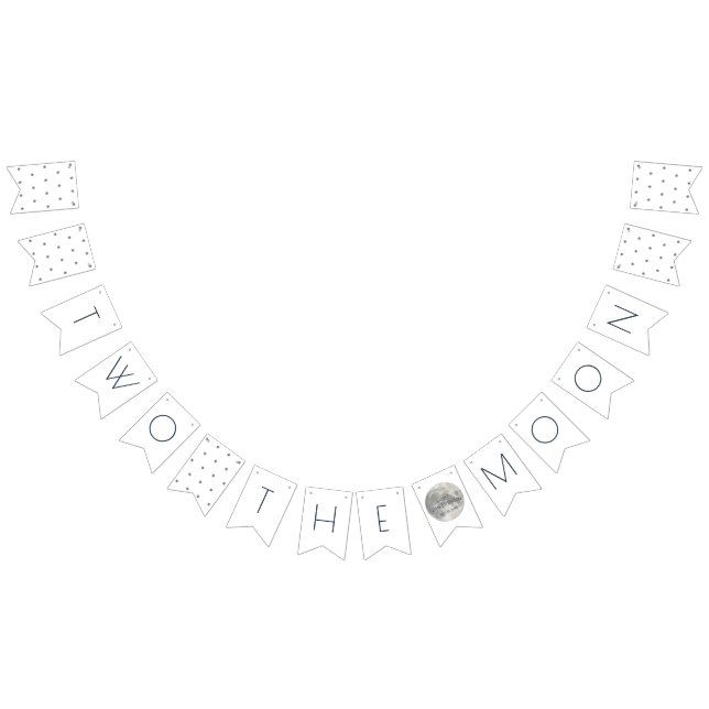 Two the Moon White Silver Boy 2nd Birthday Bunting (All)