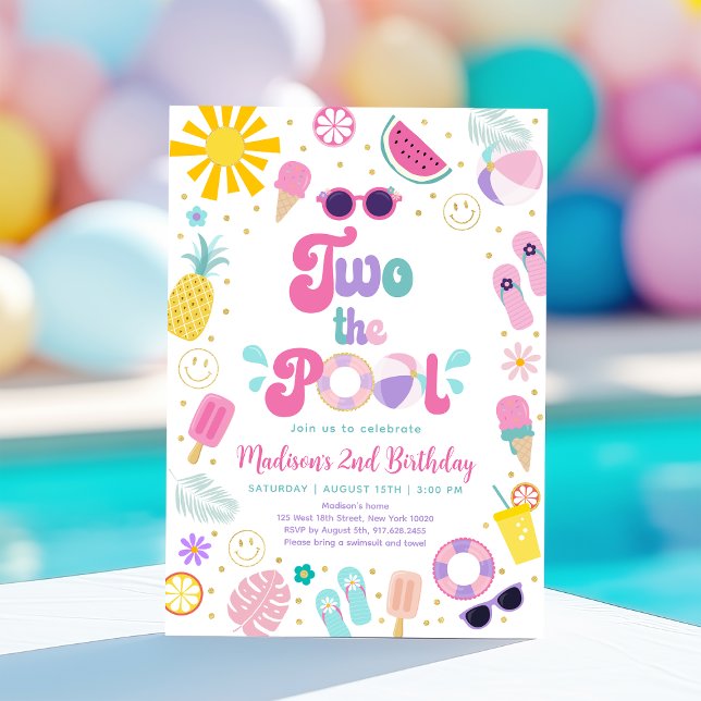 Two the Pool Girl Pool Party Summer Birthday Invitation (Creator Uploaded)