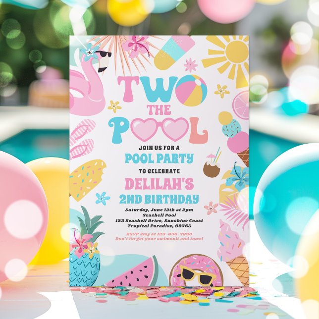 Two The Pool Summer 2nd Birthday Pool Party  Invitation (Creator Uploaded)