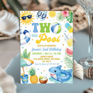 Two The Pool Summer Beach 2nd Birthday Party Invitation