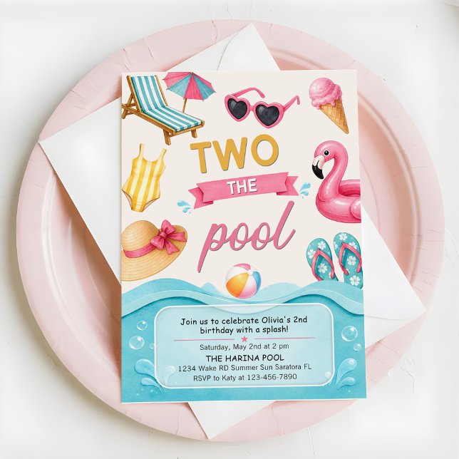 Two The Pool Summer Birthday Party  Invitation (Creator Uploaded)