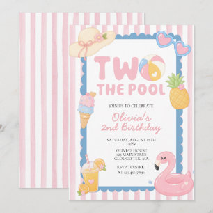 Two the Pool Summer Pool Party 2nd birthday Invitation