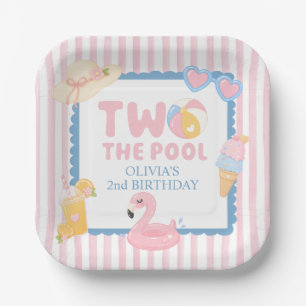 Two the Pool summer pool party 2nd birthday Paper Plate