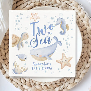 TWO The Sea 2nd Birthday Boy Blue Cute Ocean Napkin